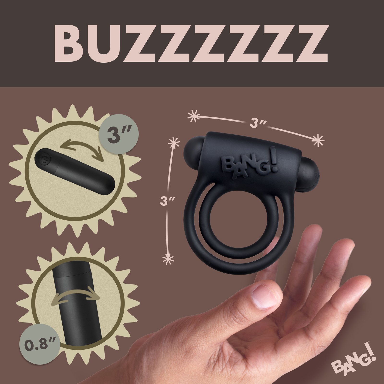 Remote Control 28X Vibrating Cock Ring and Bullet - Black - Image 4