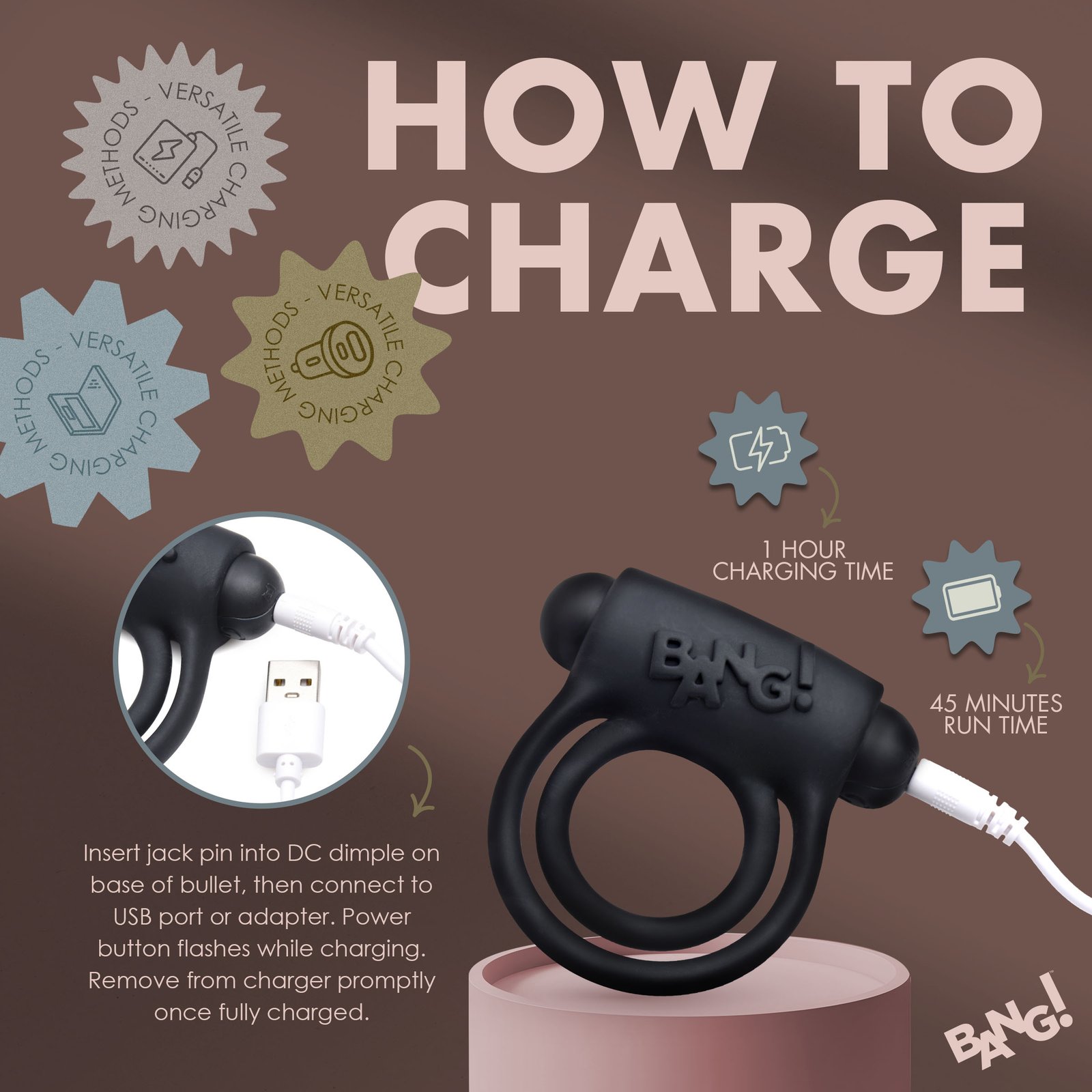 Remote Control 28X Vibrating Cock Ring and Bullet - Black - Image 3