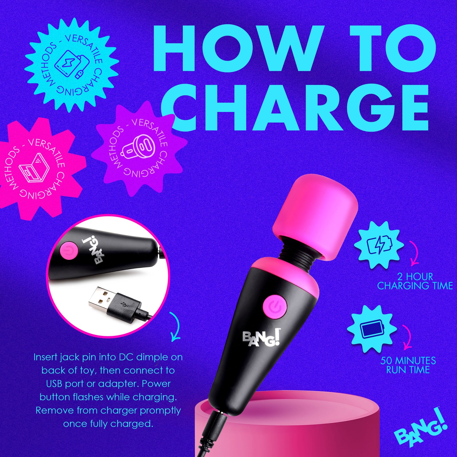 10X Ultra Powerful Silicone Mini Wand - Pink - Image 7