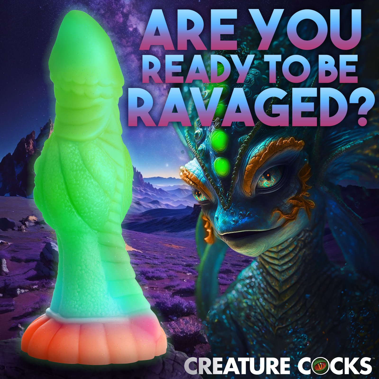Galactic Cock Alien Creature Glow-in-the-Dark Silicone Dildo - Image 3