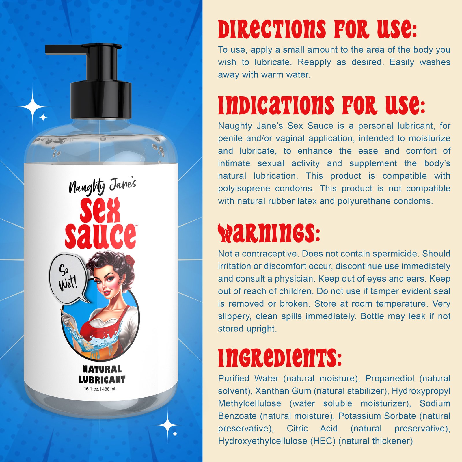Naughty Jane's Sex Sauce Natural Lubricant - 16oz - Image 8