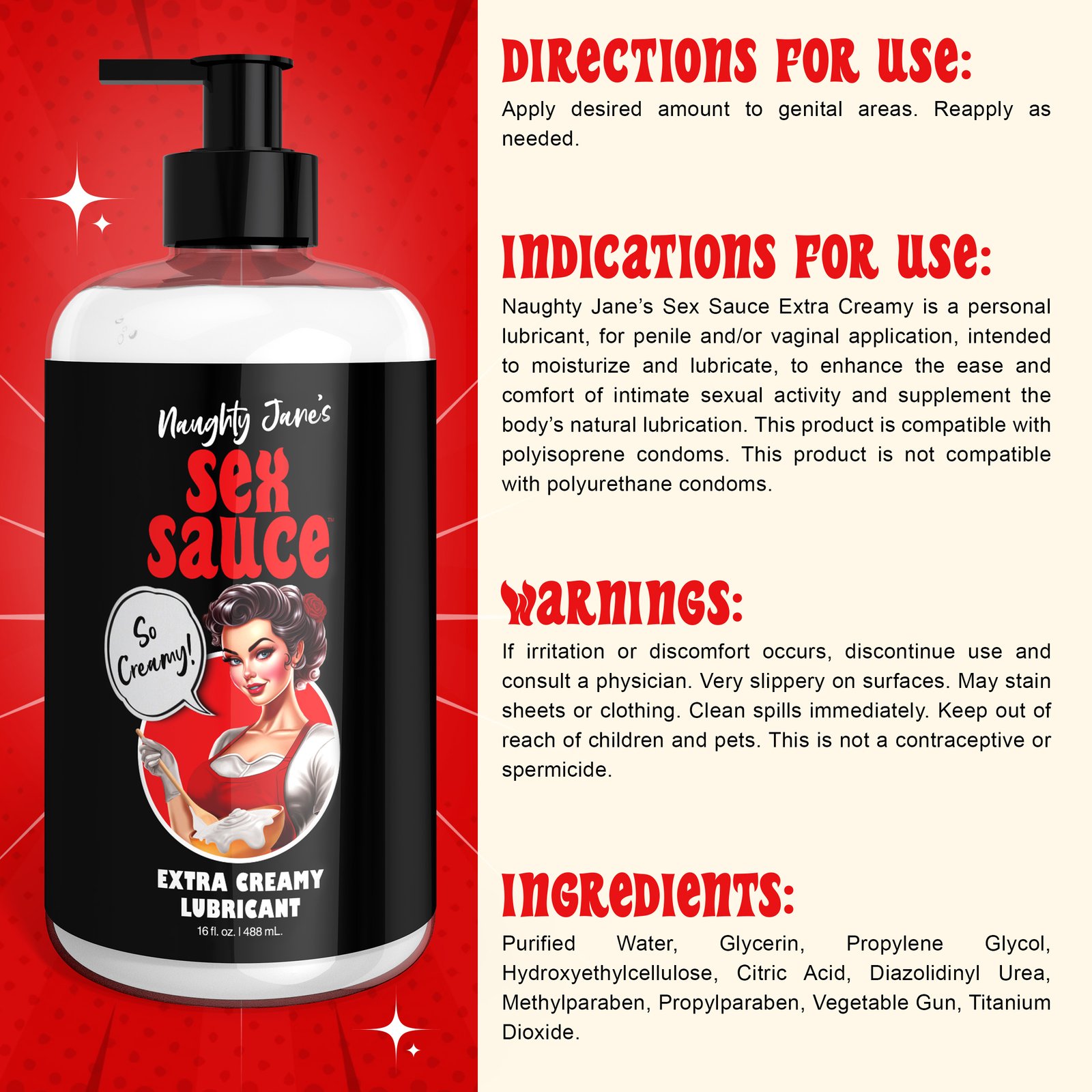 Naughty Jane's Sex Sauce Extra Creamy Lubricant - 16oz - Image 9