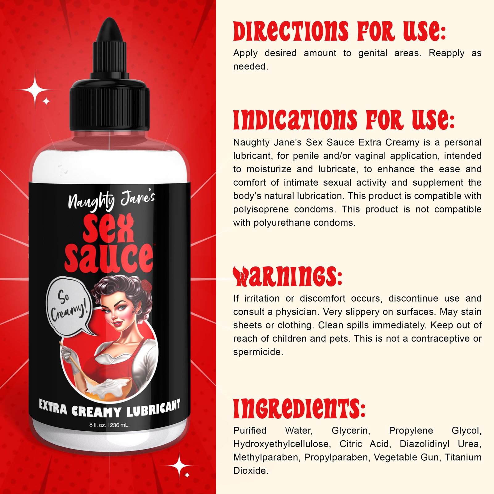 Naughty Jane's Sex Sauce Extra Creamy Lubricant - 8oz - Image 9