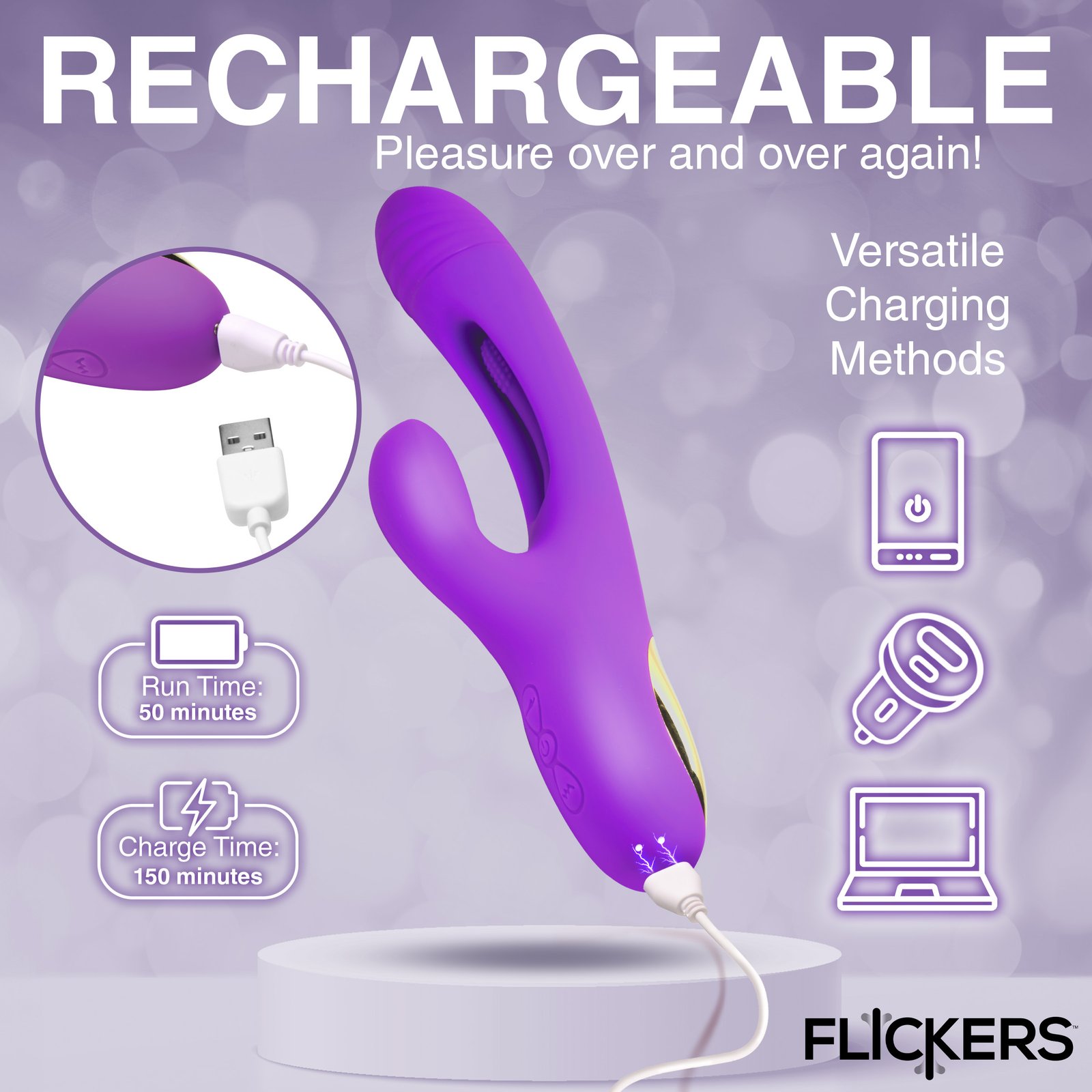 Tri Flick Silicone Flicking Rabbit Vibrator - Image 7