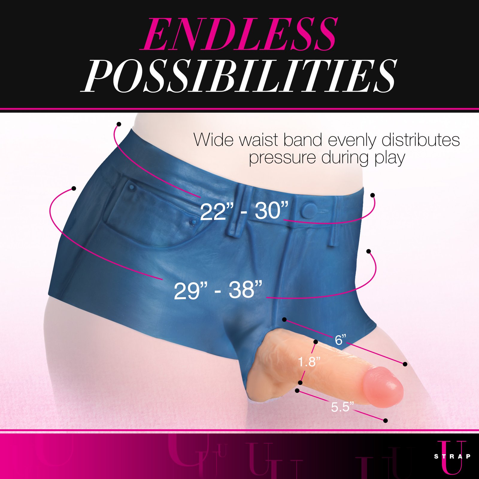 Booty Shorts 6 Inch Dildo Silicone Strap On Harness - Medium - Image 4