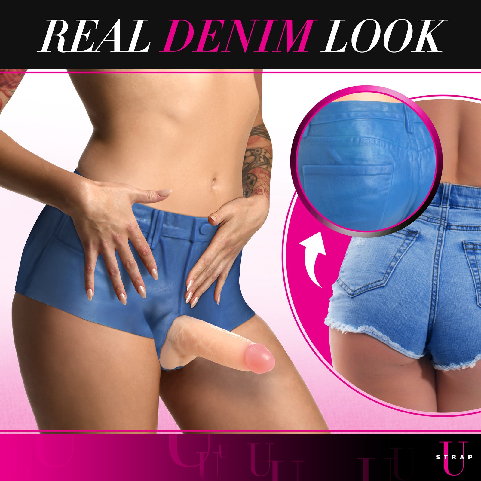 Booty Shorts 6 Inch Dildo Silicone Strap On Harness - Small - Image 3