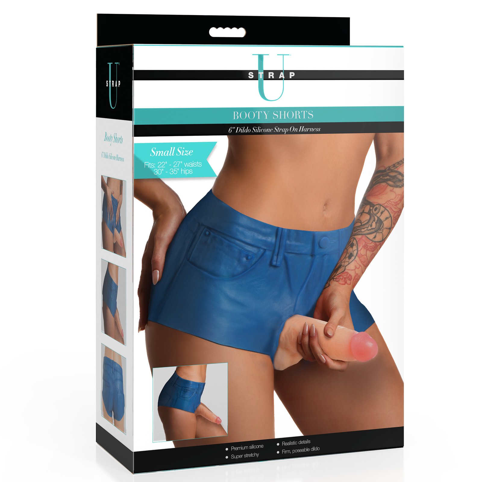 Booty Shorts 6 Inch Dildo Silicone Strap On Harness - Small - Image 9