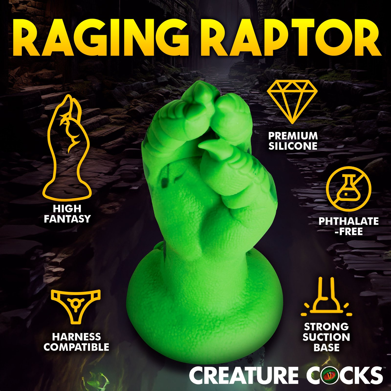 Raptor Claw Fisting Silicone Dildo - Green - Image 5