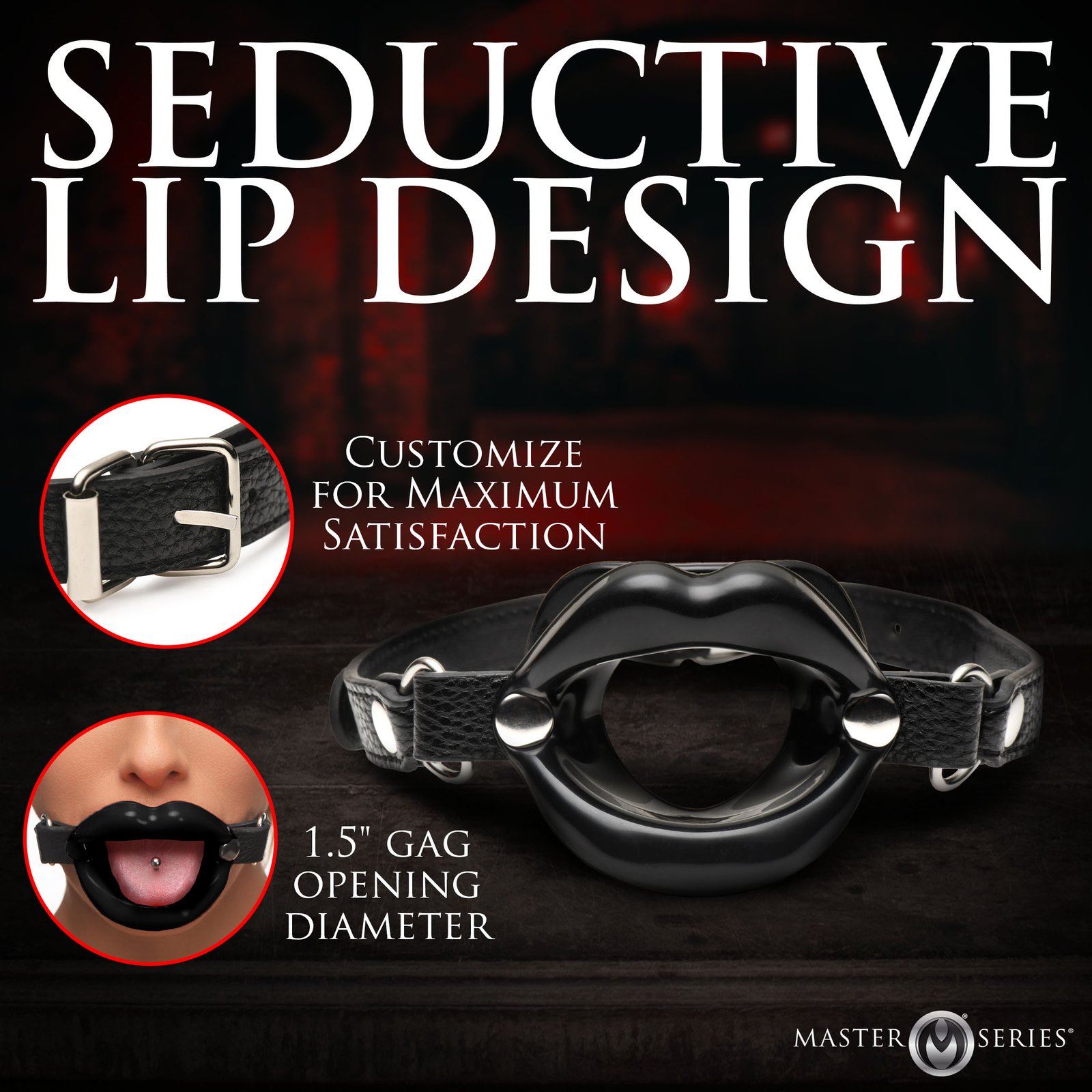 Juicy Lips Silicone Open Mouth Gag - Black - Image 3