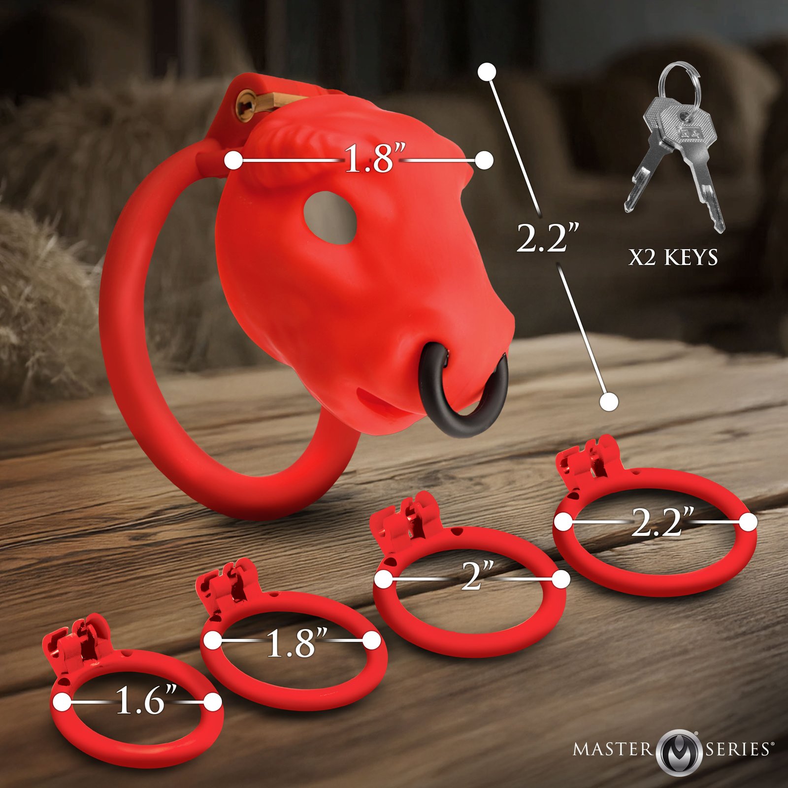 Bull Chastity Cage - Red - Image 4