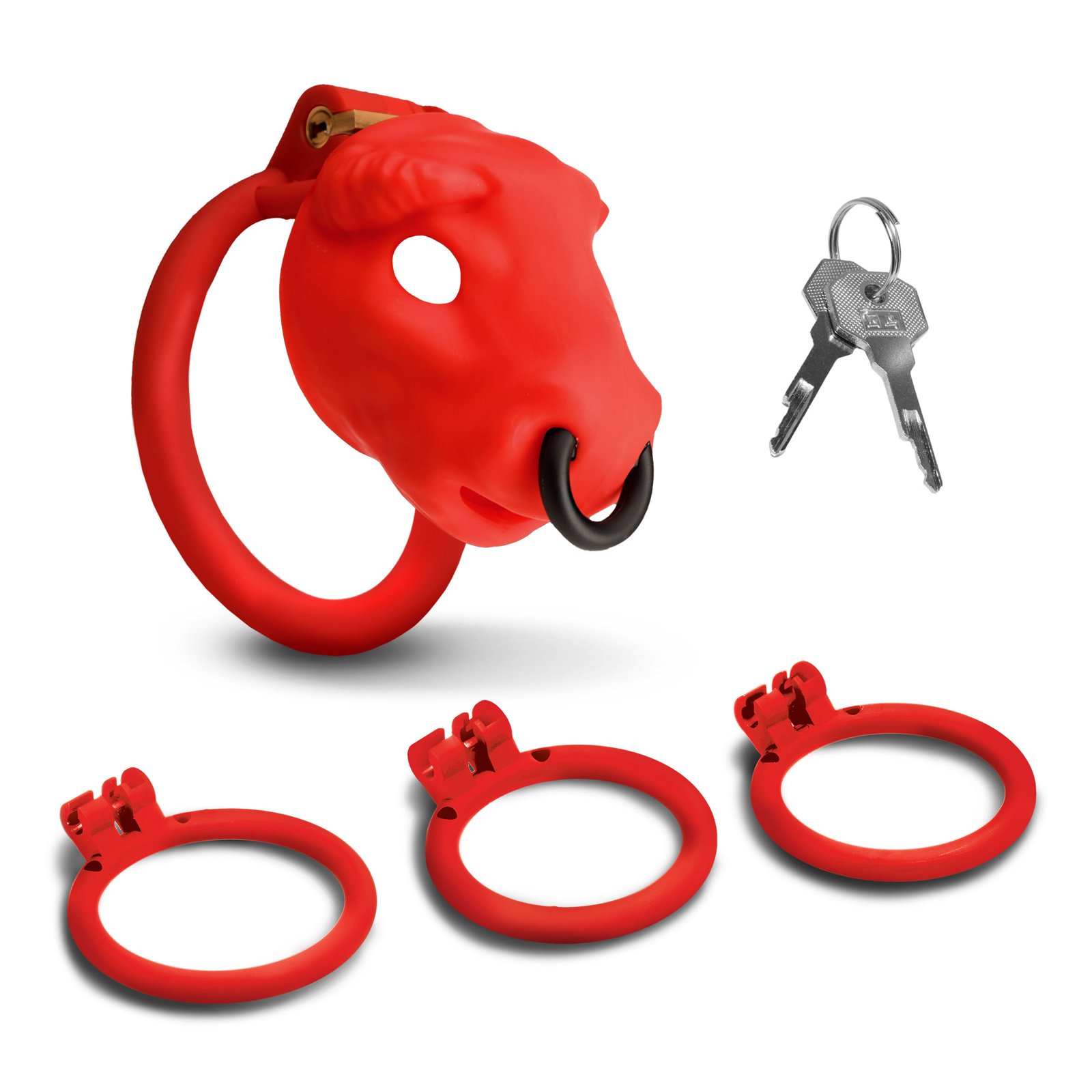Bull Chastity Cage - Red - Image 5