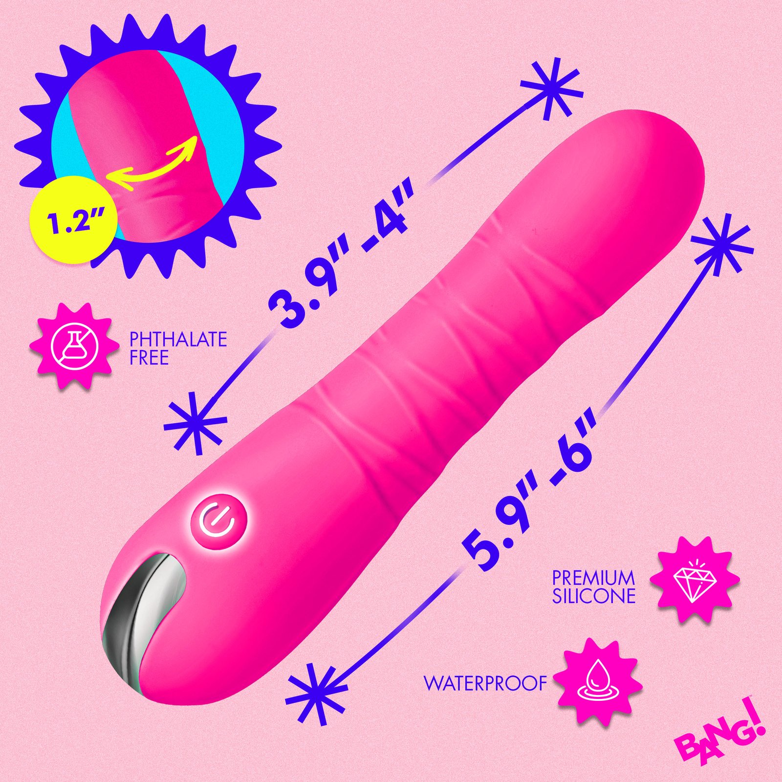 New Thrusting Silicone Dildo - Pink - Image 3