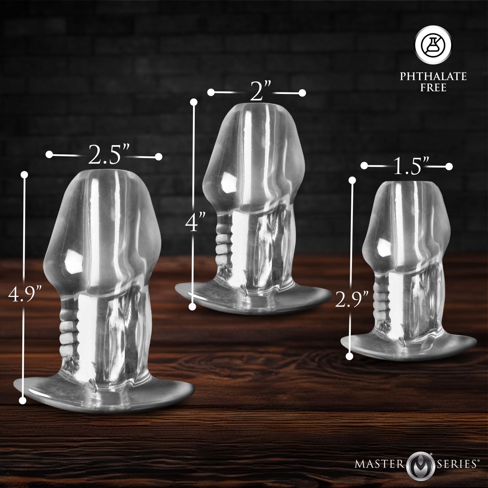 Dicked Clear Hollow Anal Plug 3pc Set - Image 5