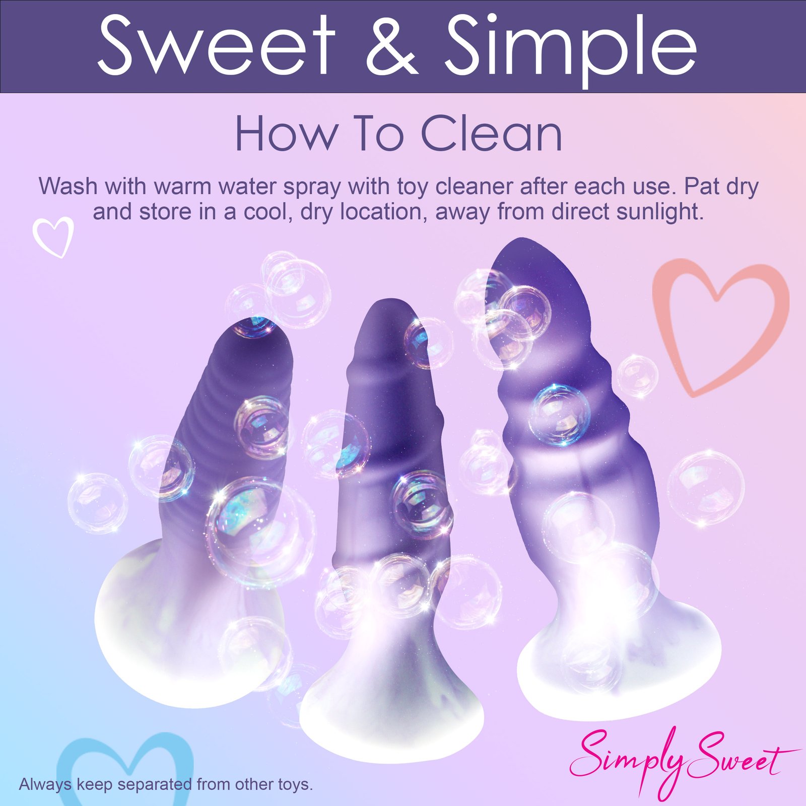 3 Piece Silicone Butt Plug Set - Purple - Image 9