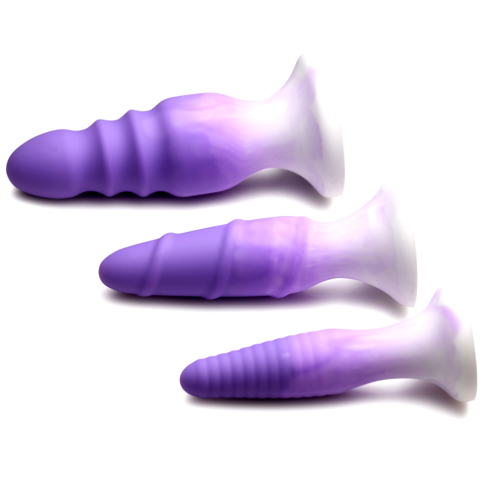 3 Piece Silicone Butt Plug Set - Purple - Image 11