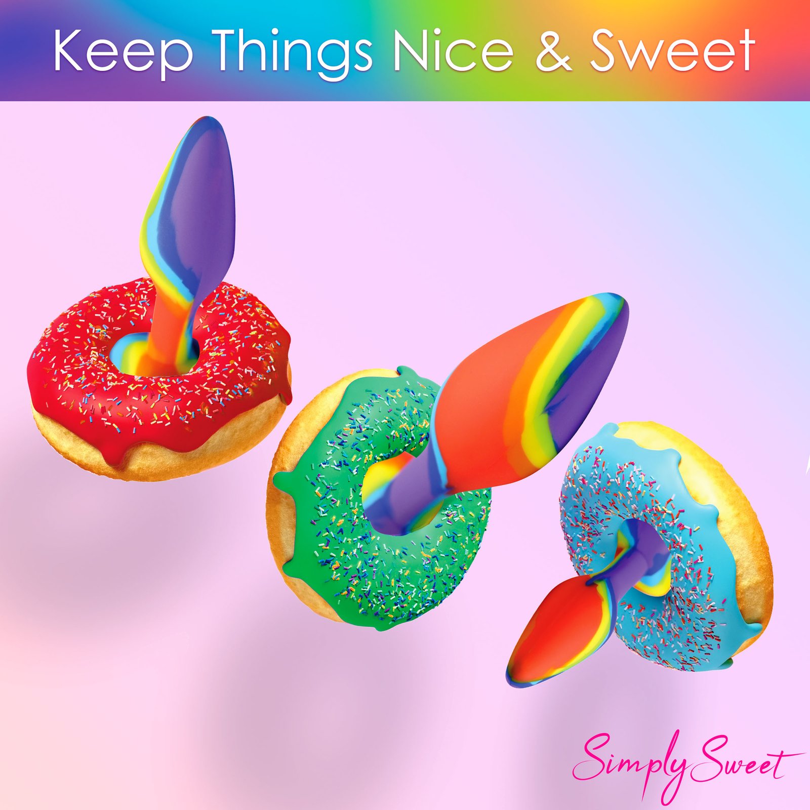 3 Piece Rainbow Silicone Butt Plug Set - Image 3