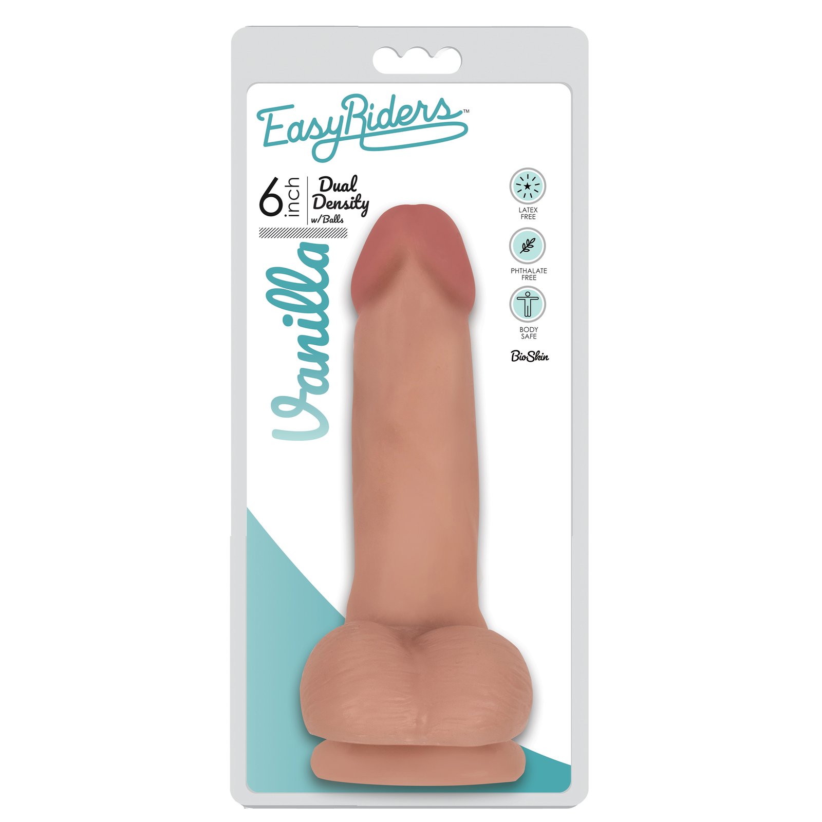 Easy Riders 6 Inch Dual Density Dildo With Balls - Flesh - Image 2