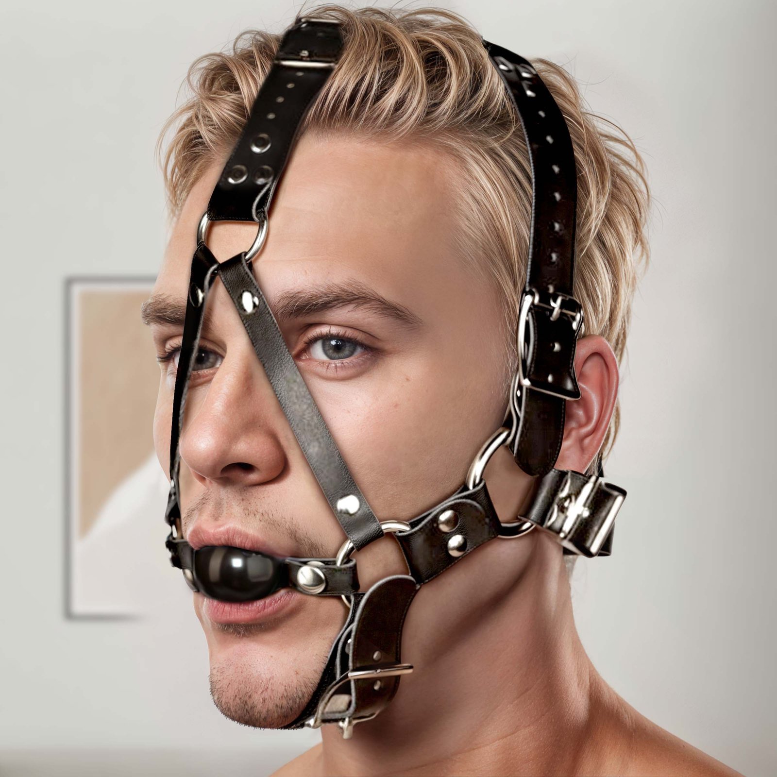 Leather Ball Gag Harness - Image 3