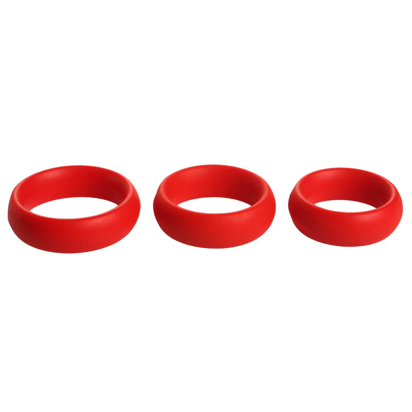 3 Piece Silicone Cock Ring Set - Red - Image 2
