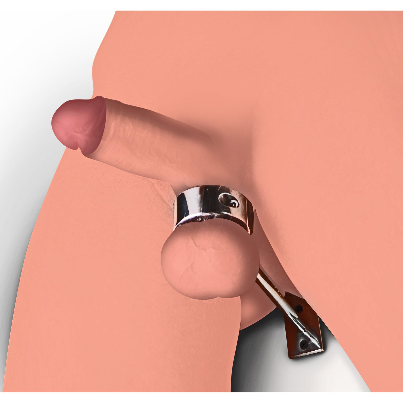 Locking Mounted CBT Scrotum Cuff with Bar - Image 2