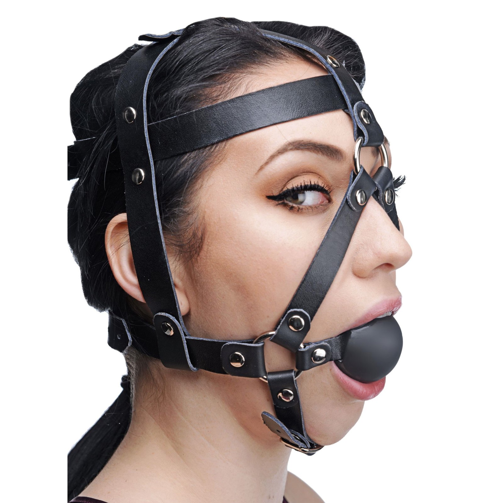 Leather Head Harness with Ball Gag - Image 2
