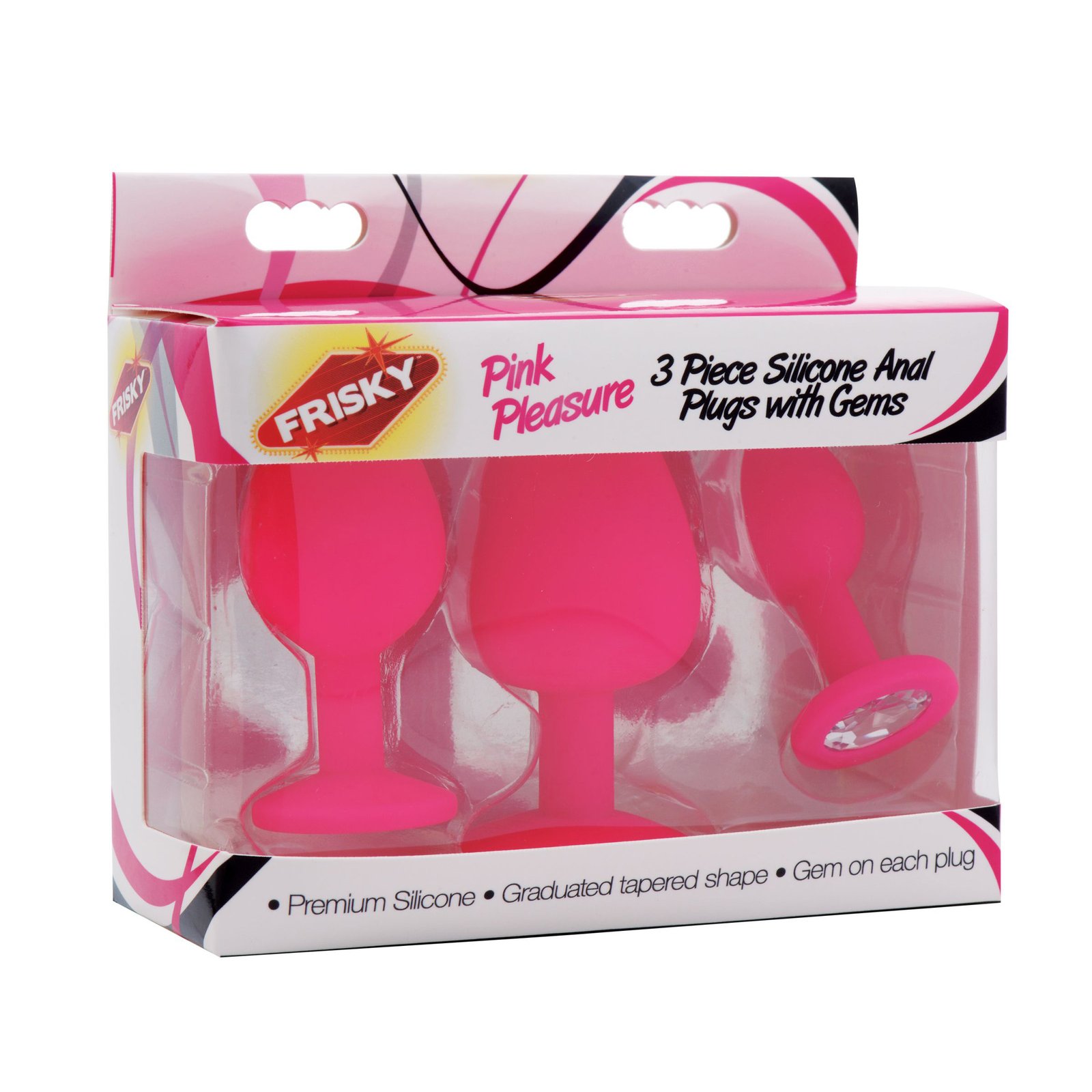 Pink Pleasure 3 Piece Silicone Anal Plugs with Gems - Image 4