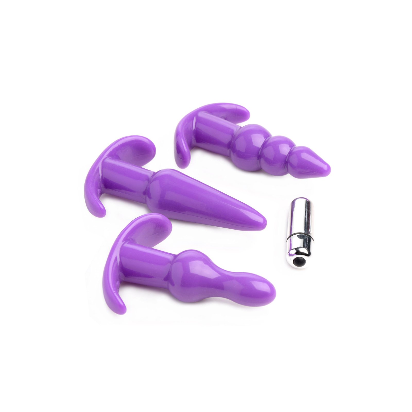 4 Piece Vibrating Anal Plug Set- Purple - Image 4
