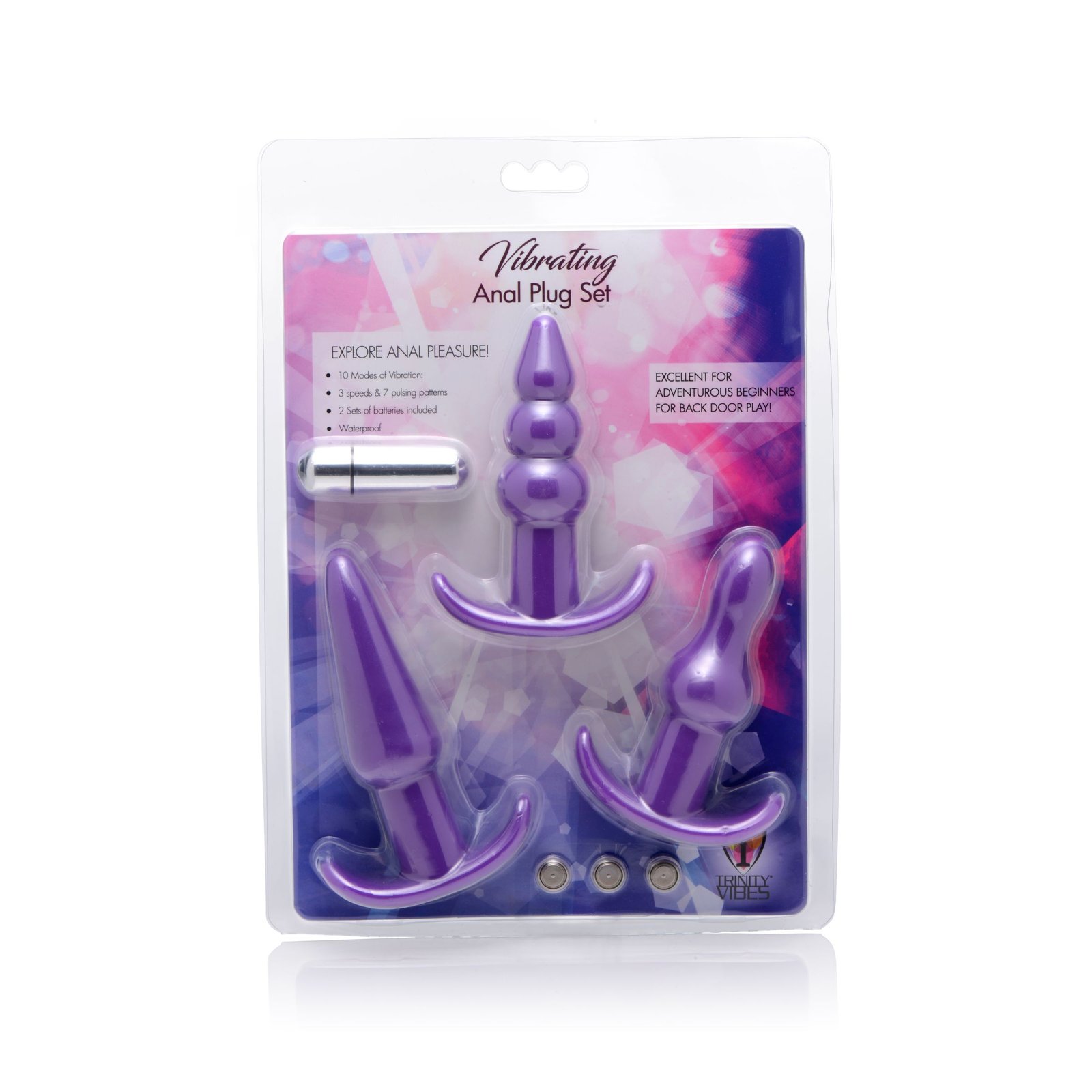 4 Piece Vibrating Anal Plug Set- Purple - Image 5