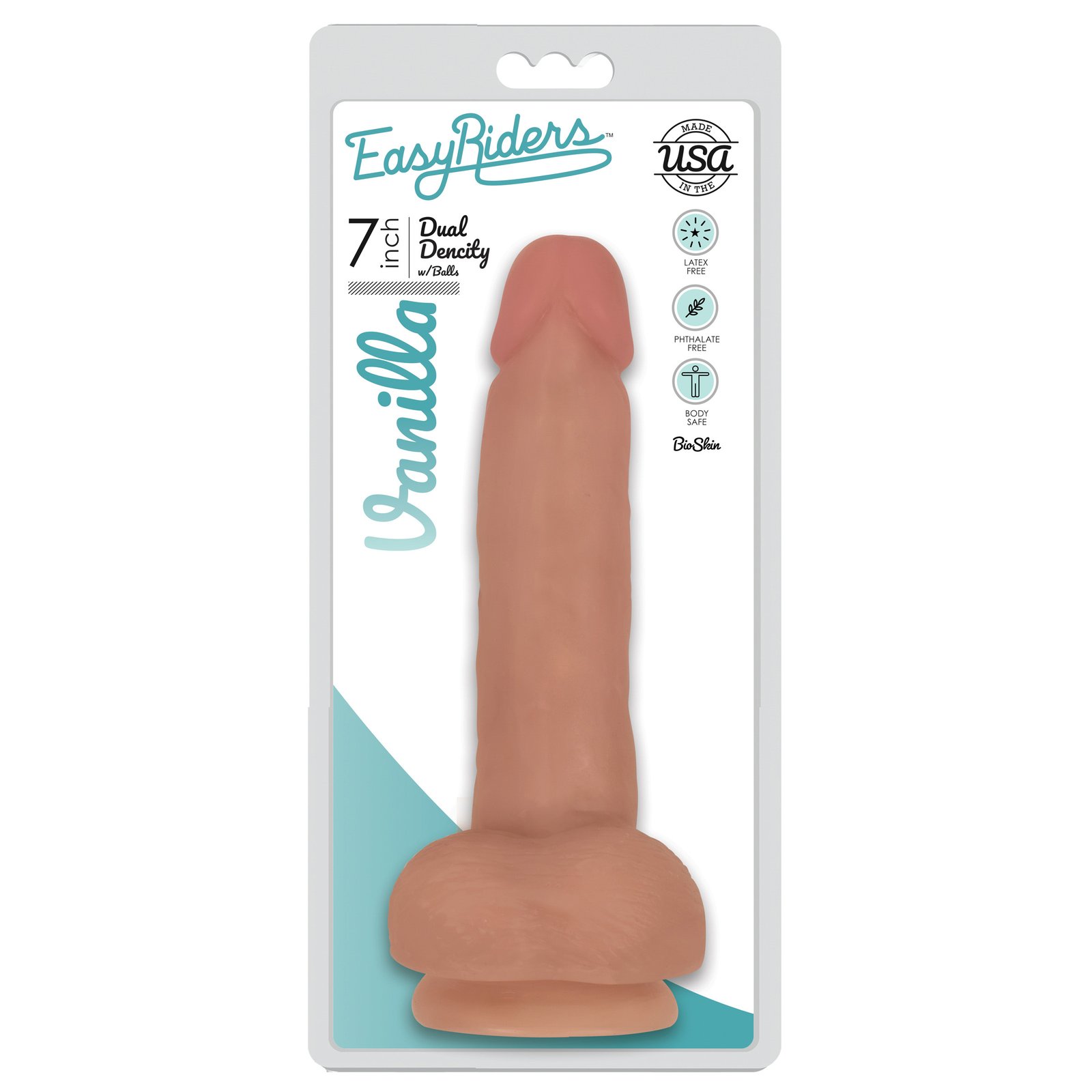 Easy Riders 7 Inch Dual Density Dildo With Balls - Flesh - Image 2