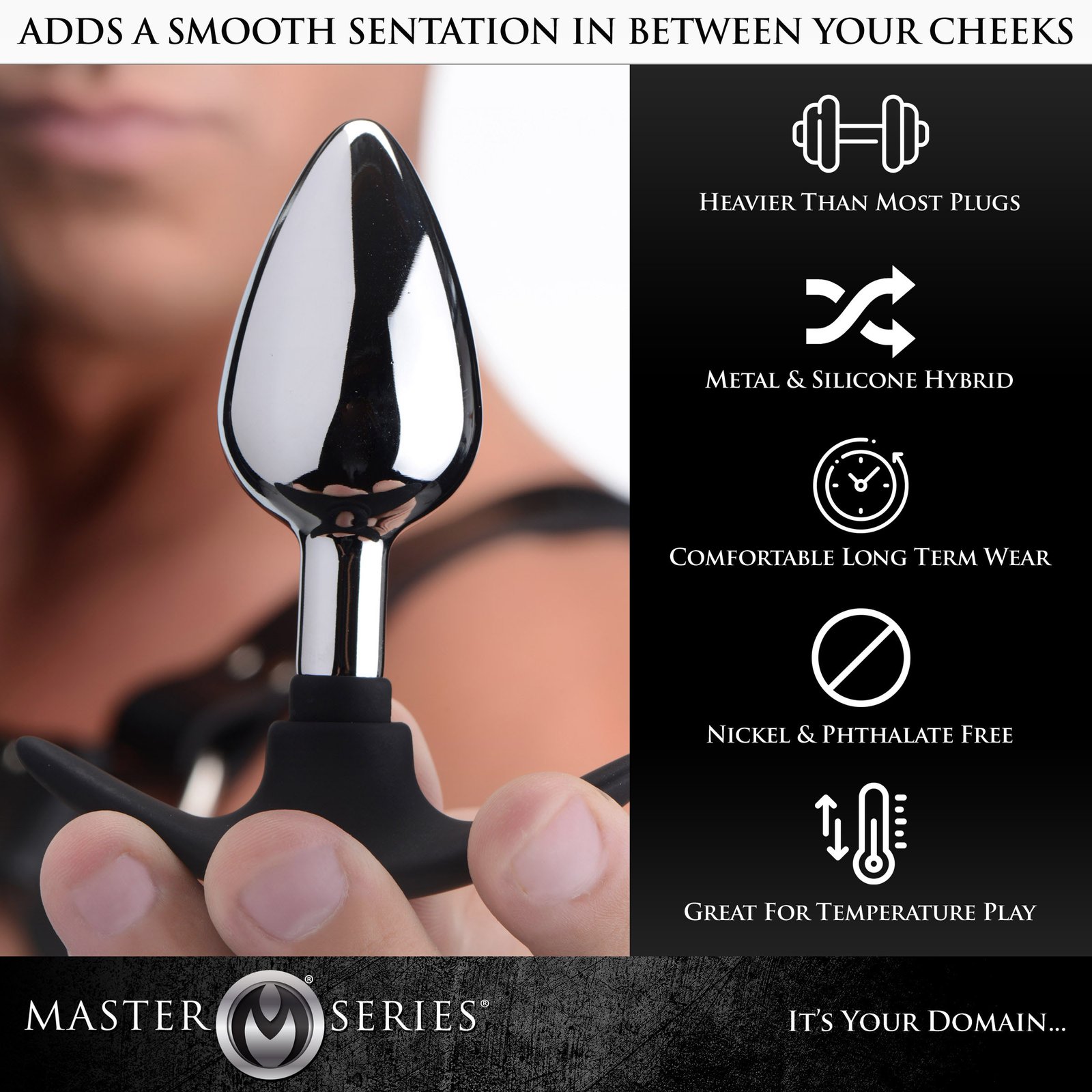 Dark Invader Metal and Silicone Anal Plug - Medium - Image 4