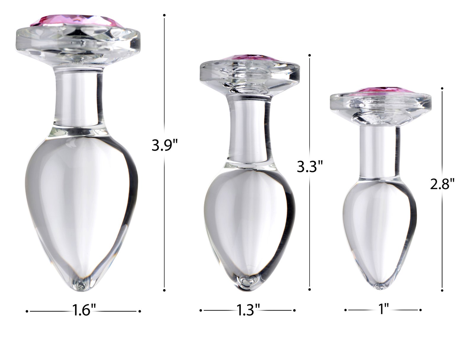 Pink Gem Glass Anal Plug Set - Image 3