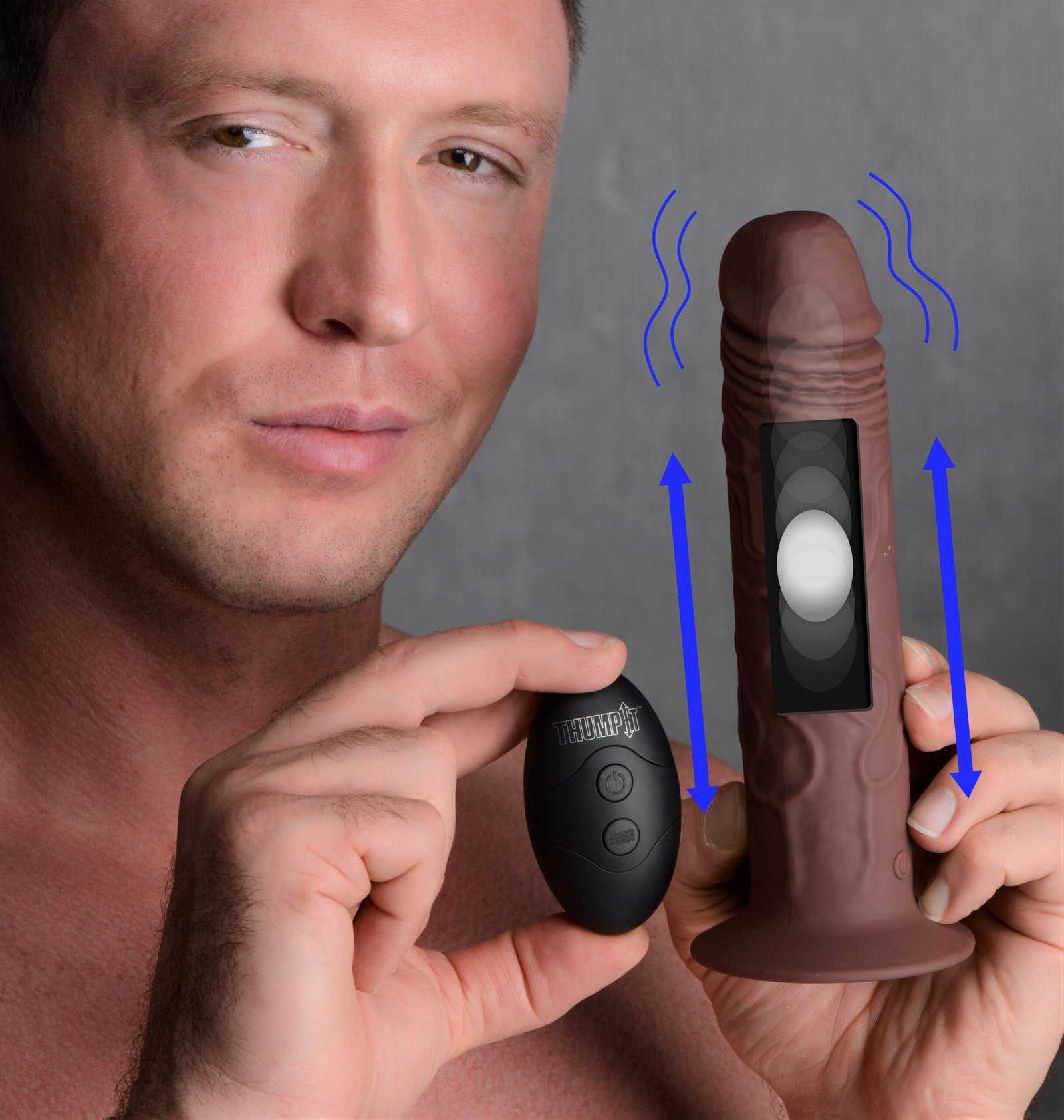 7X Remote Control Vibrating and Thumping Dildo - Dark - Image 2