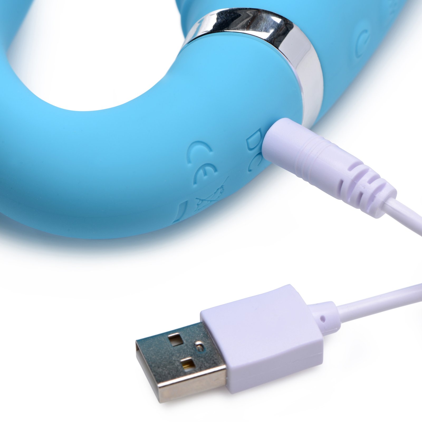 10X Vibrating Silicone Strapless Strap-on - Blue - Image 6