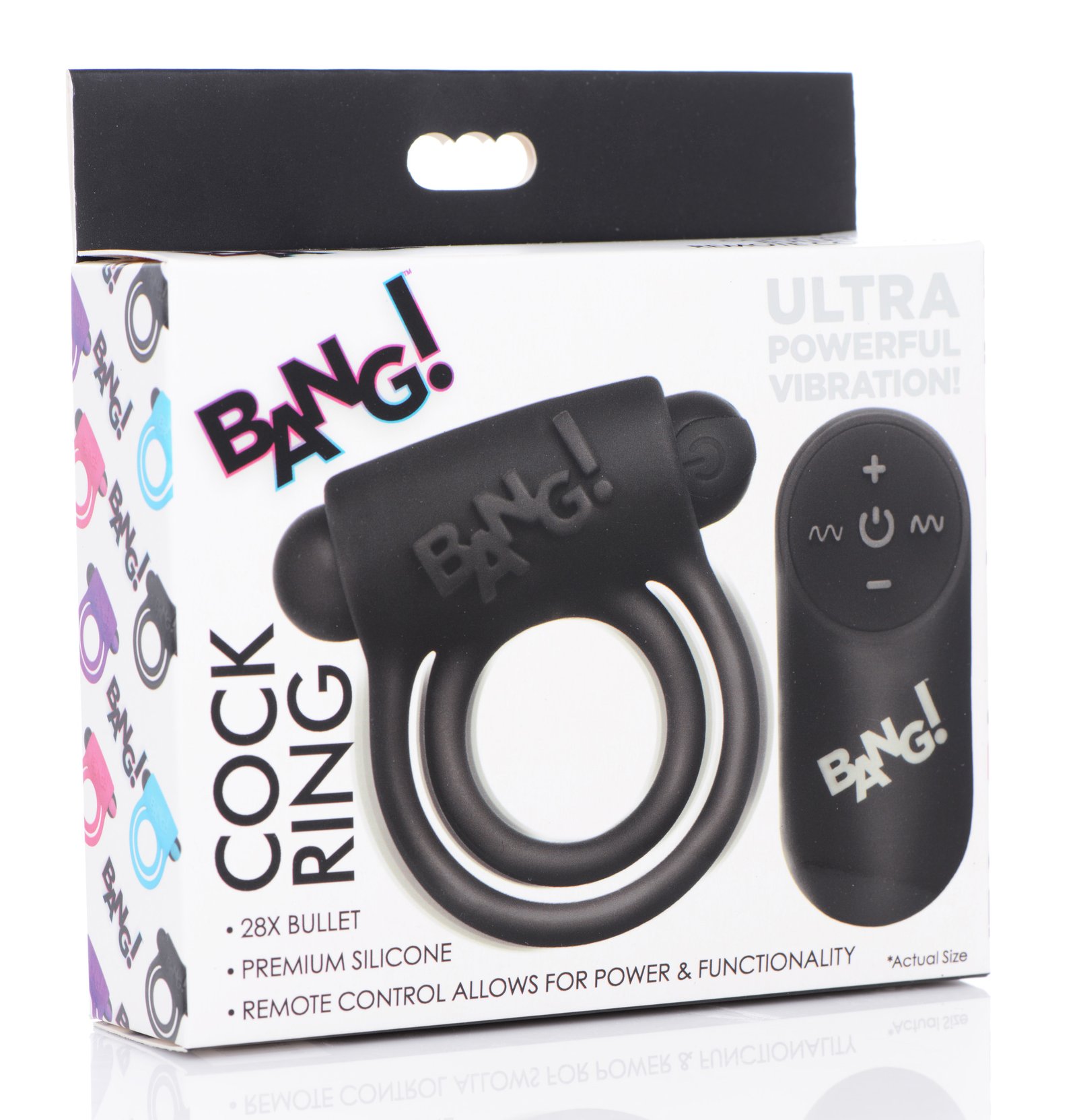 Remote Control 28X Vibrating Cock Ring and Bullet - Black - Image 7
