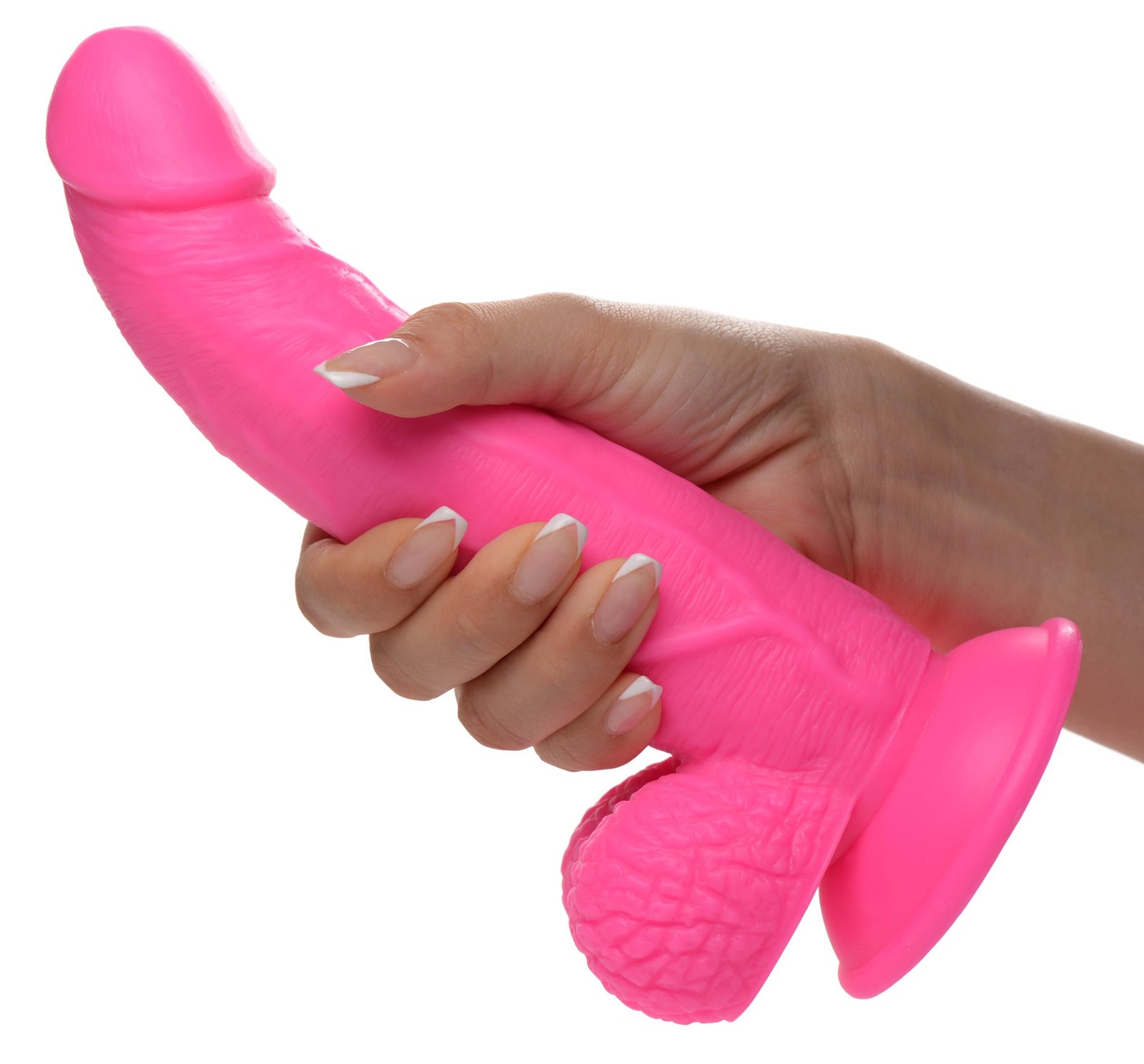 7.5 Inch Dildo with Balls - Pink - Image 3