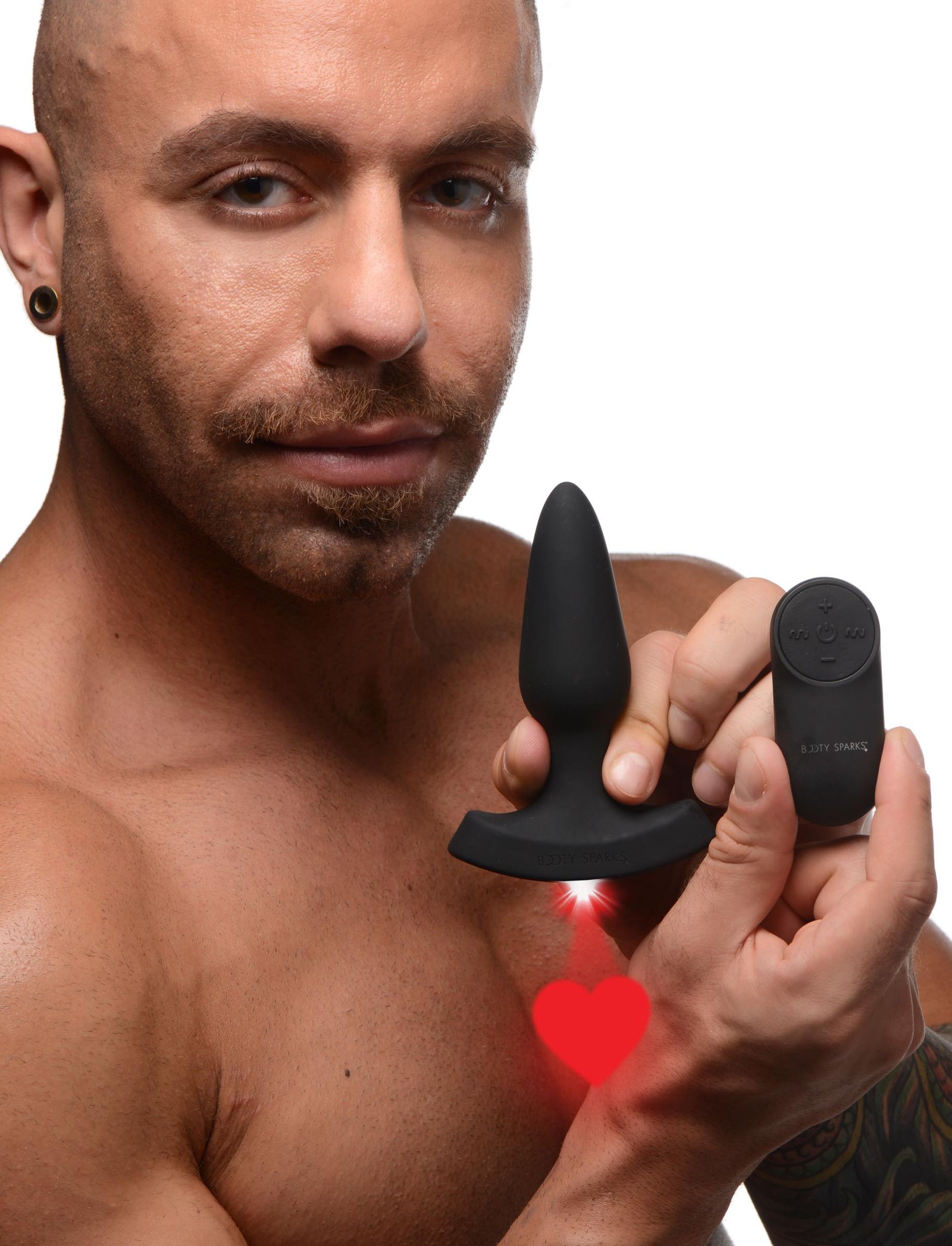 28X Laser Heart Silicone Anal Plug with Remote – Small - Image 3