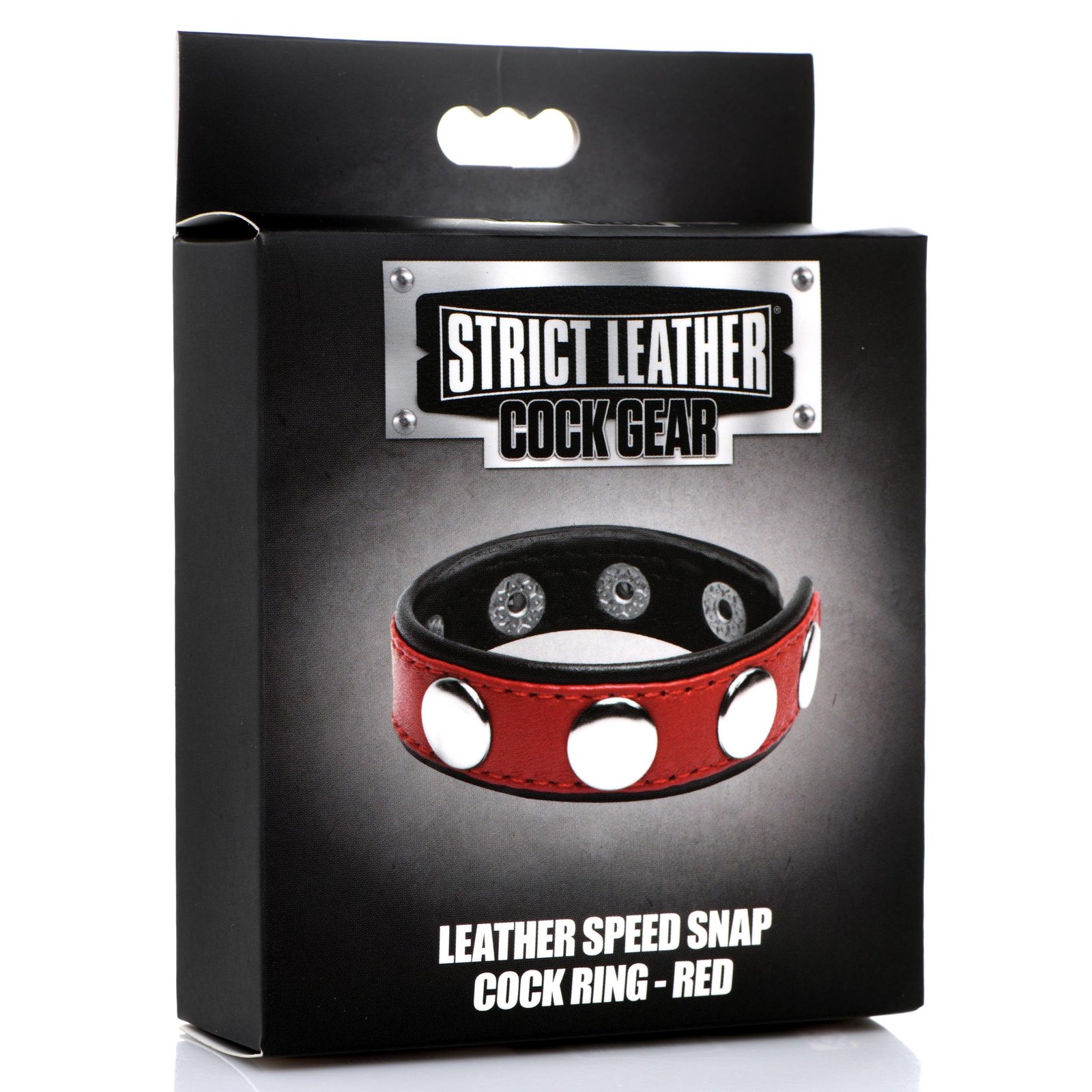 Leather Speed Snap Cock Ring - Red - Image 3