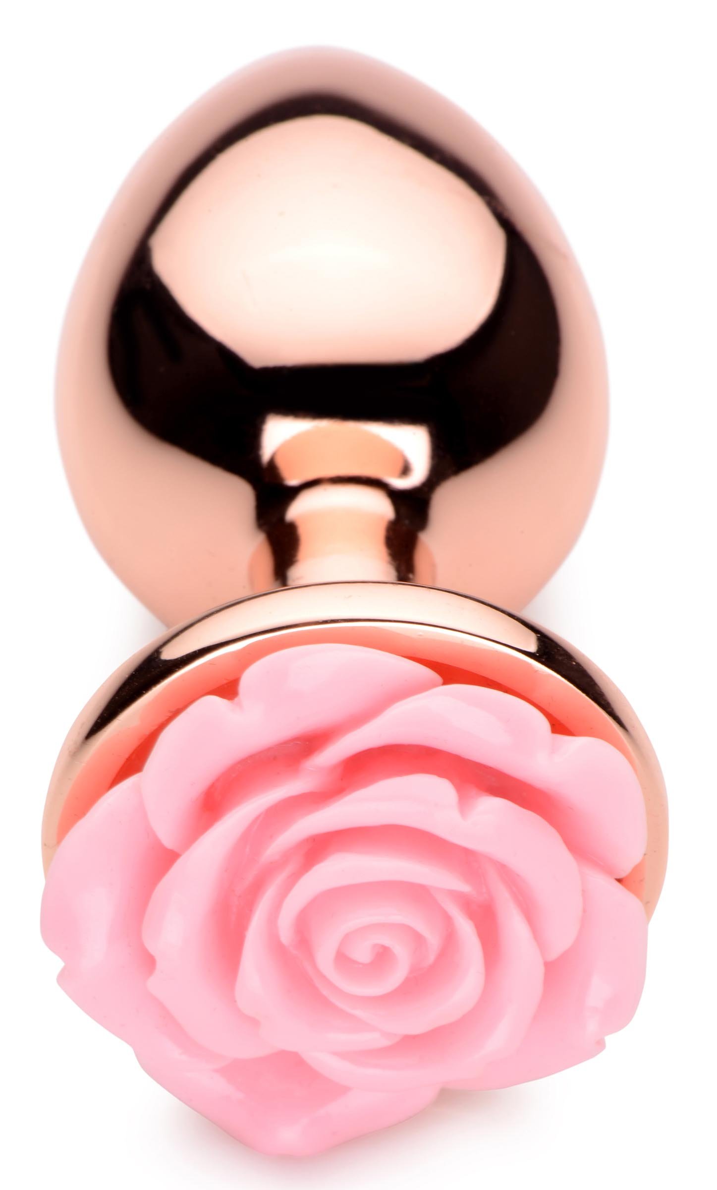 Rose Gold Anal Plug with Pink Flower - Large - Image 3