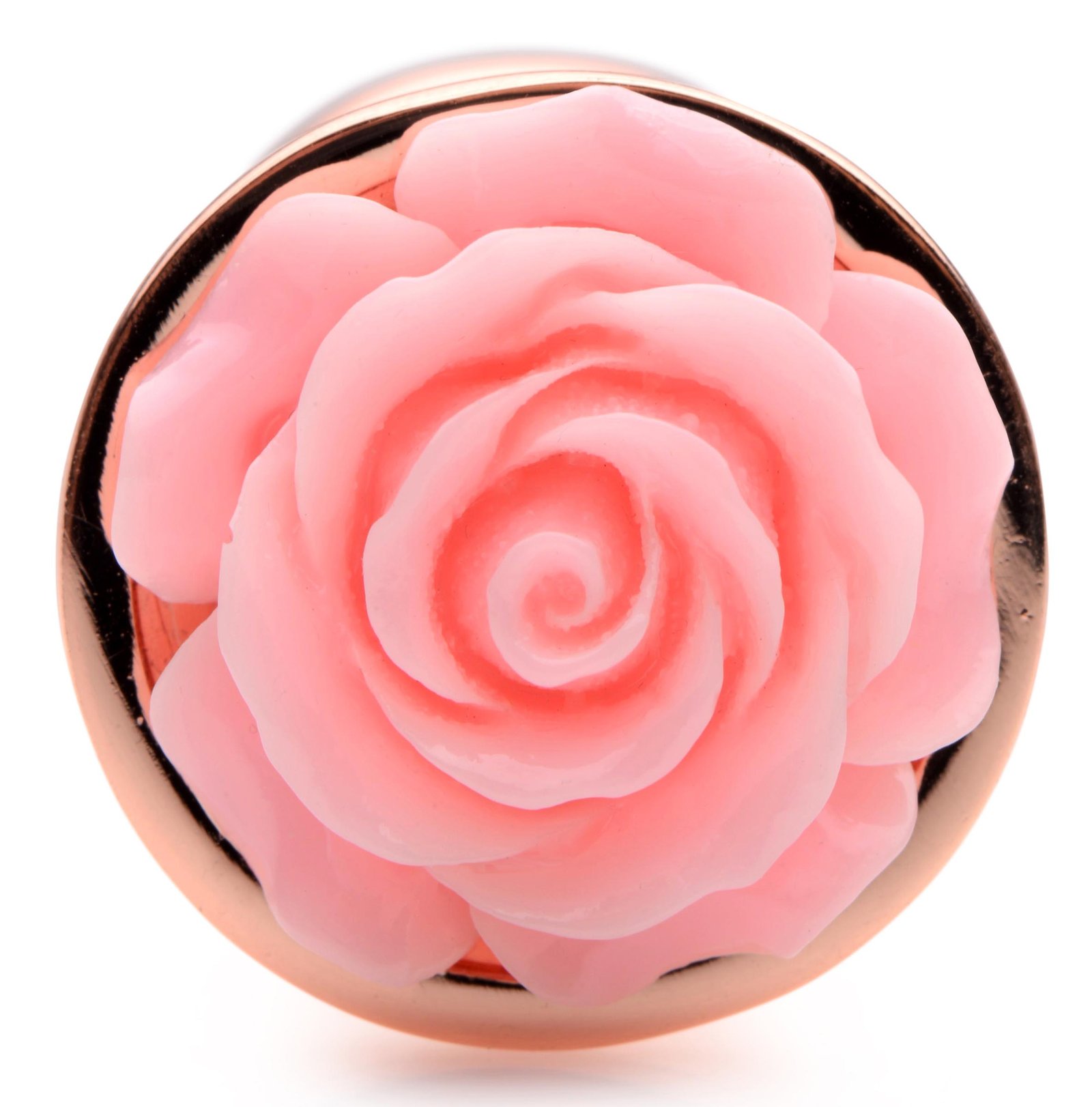 Rose Gold Anal Plug with Pink Flower - Small - Image 5