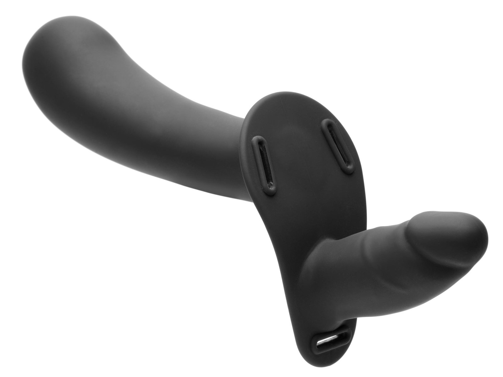 28X Double Diva 2 Inch Double Dildo with Harness and Remote Control - Black - Image 4