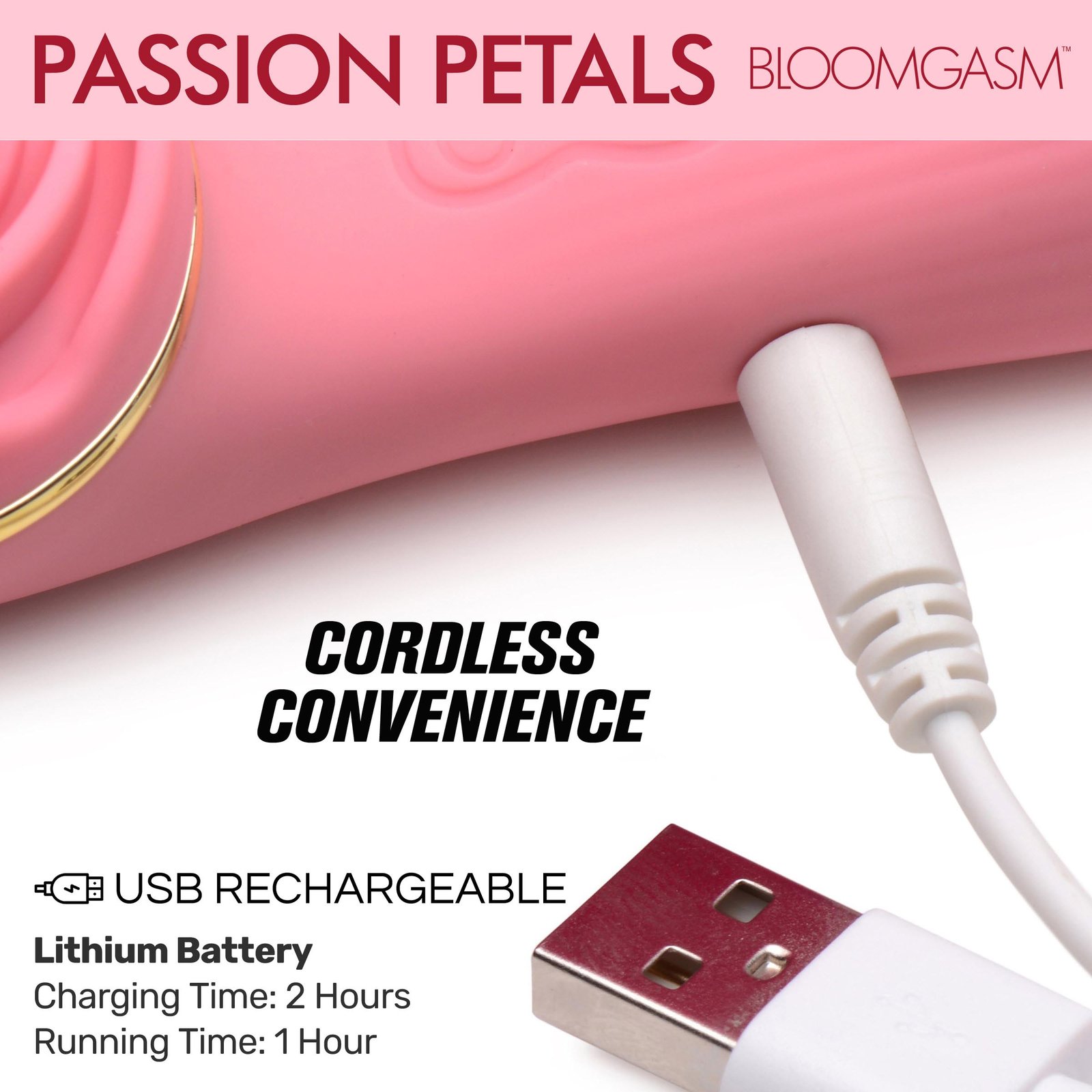 Passion Petals 10X Silicone Suction Rose Vibrator - Pink - Image 4