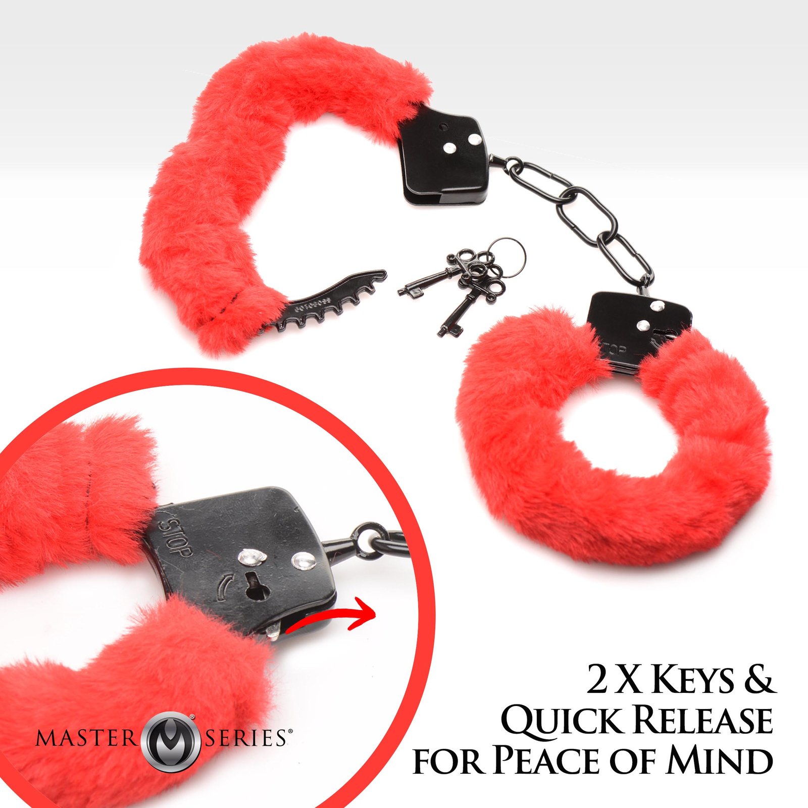 Cuffed In Fur Furry Handcuffs - Red - Image 4