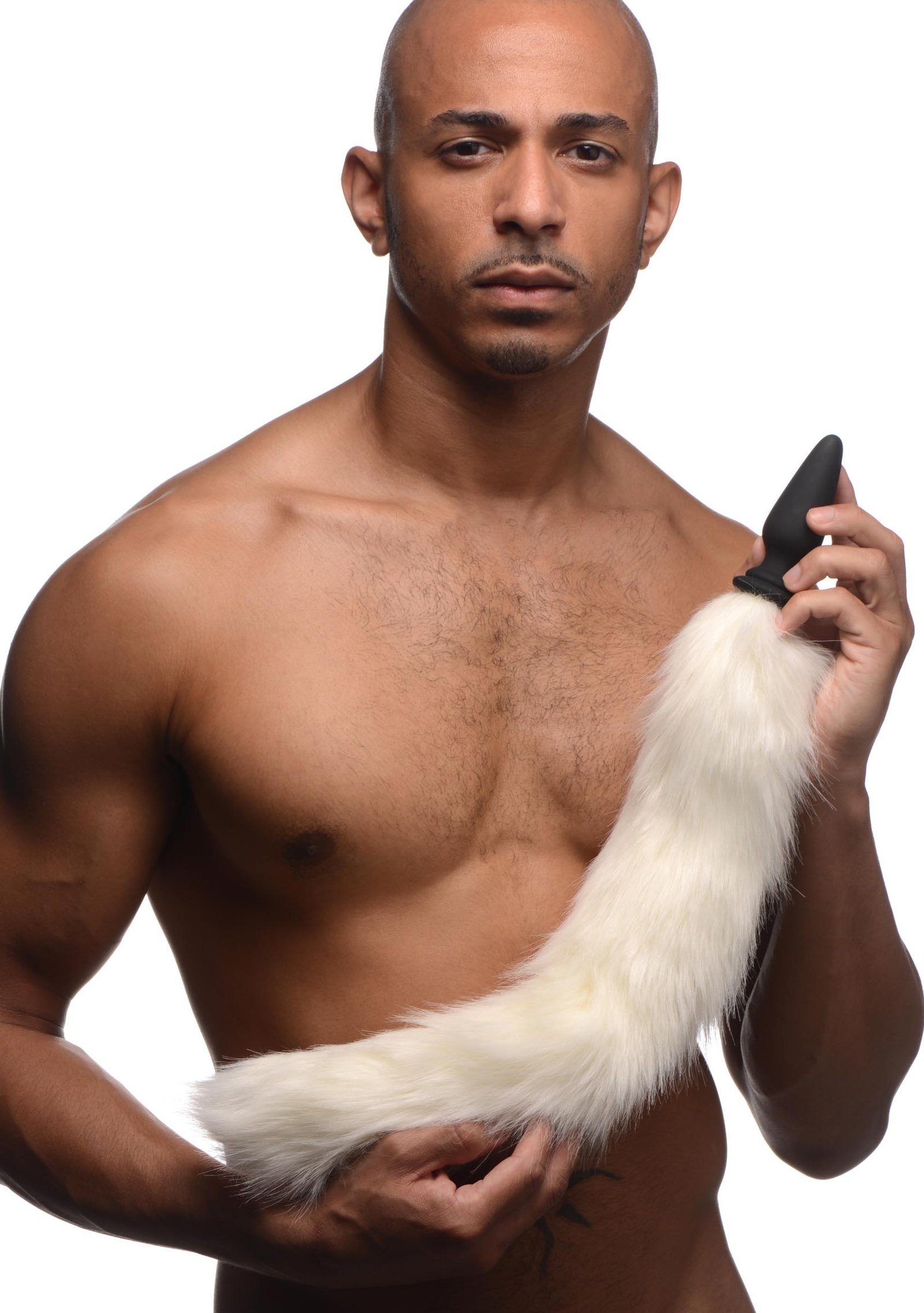 Small Anal Plug with Interchangeable Fox Tail - White - Image 2