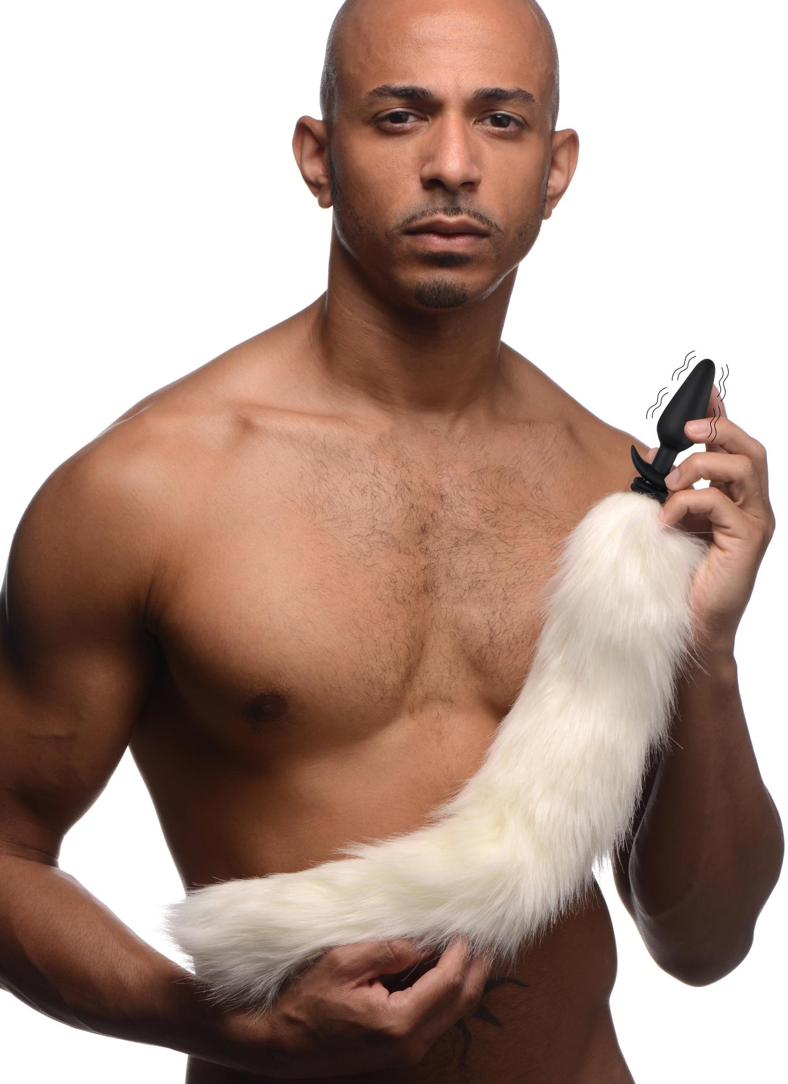 Small Vibrating Anal Plug with Interchangeable Fox Tail - White - Image 2