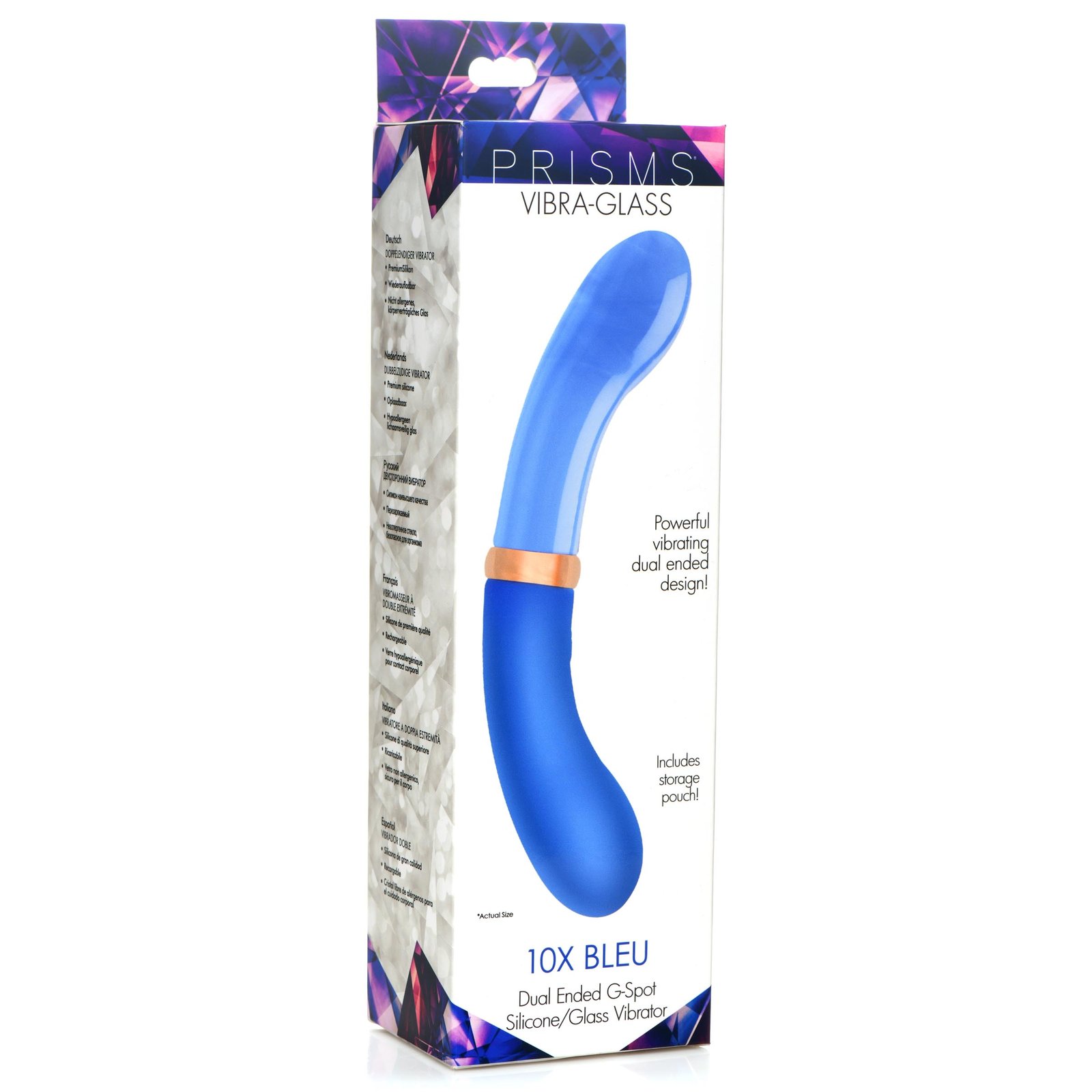 10X Bleu Dual Ended G-Spot Silicone and Glass Vibrator - Image 7