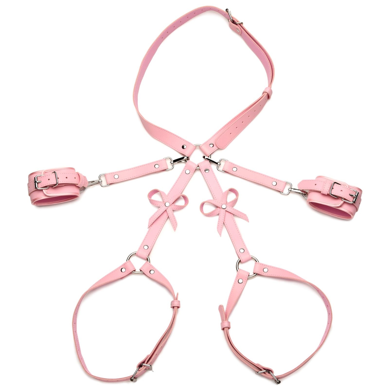Pink Bondage Thigh Harness with Bows - XL/2XL - Image 7