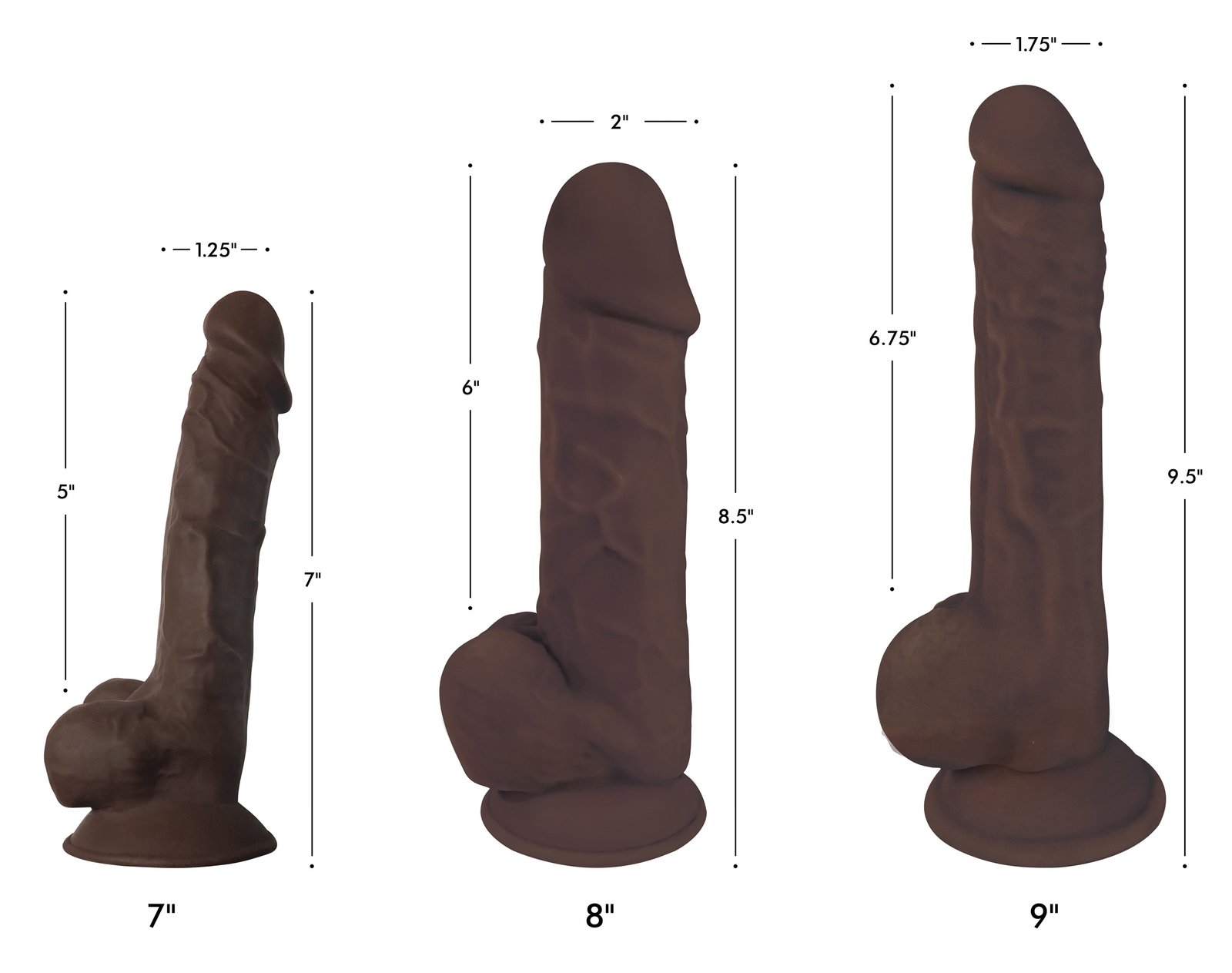 Silexpan Dark Hypoallergenic Silicone Dildo with Balls - 8 Inch - Image 2