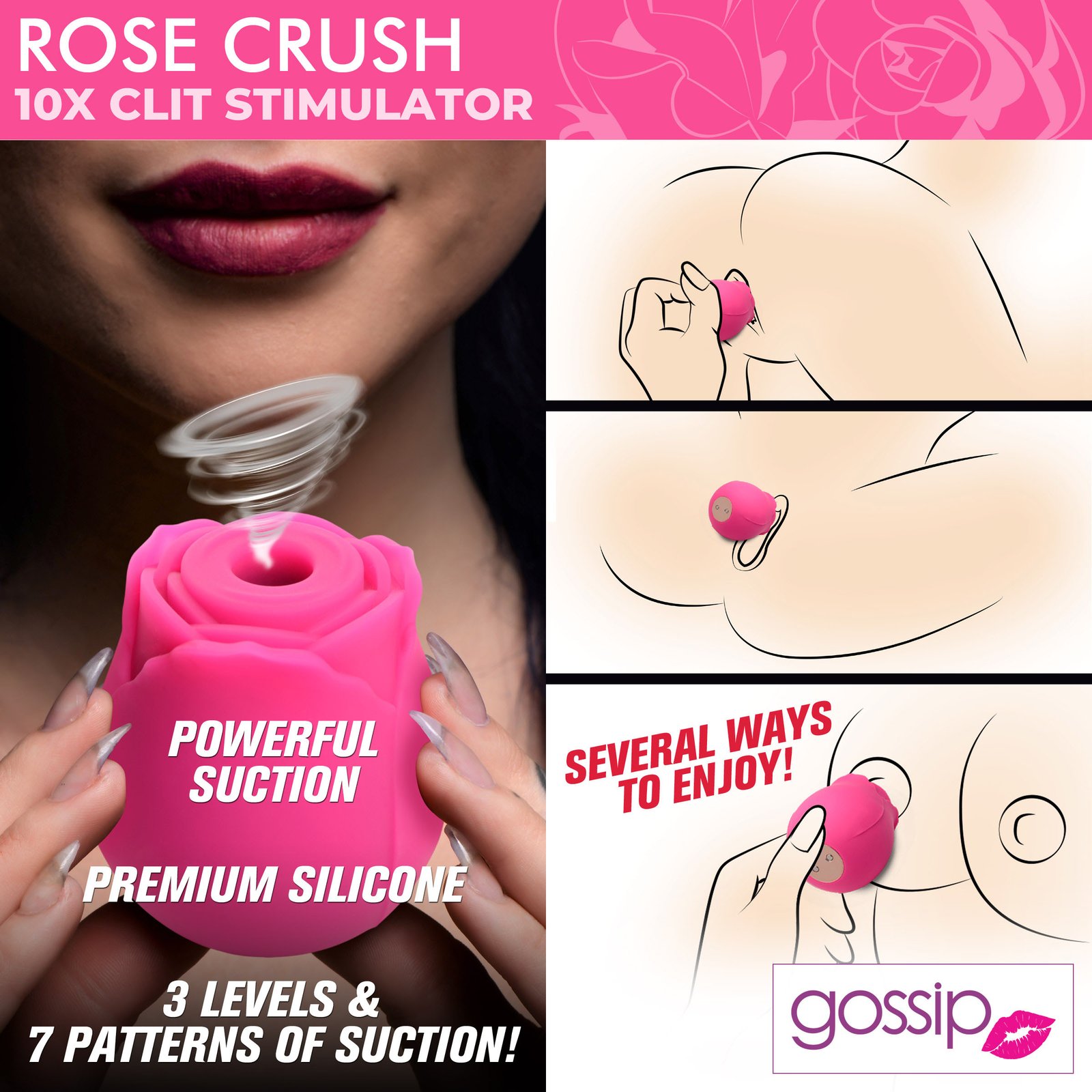 10X Rose Crush Silicone Clitoral Stimulator - Image 3