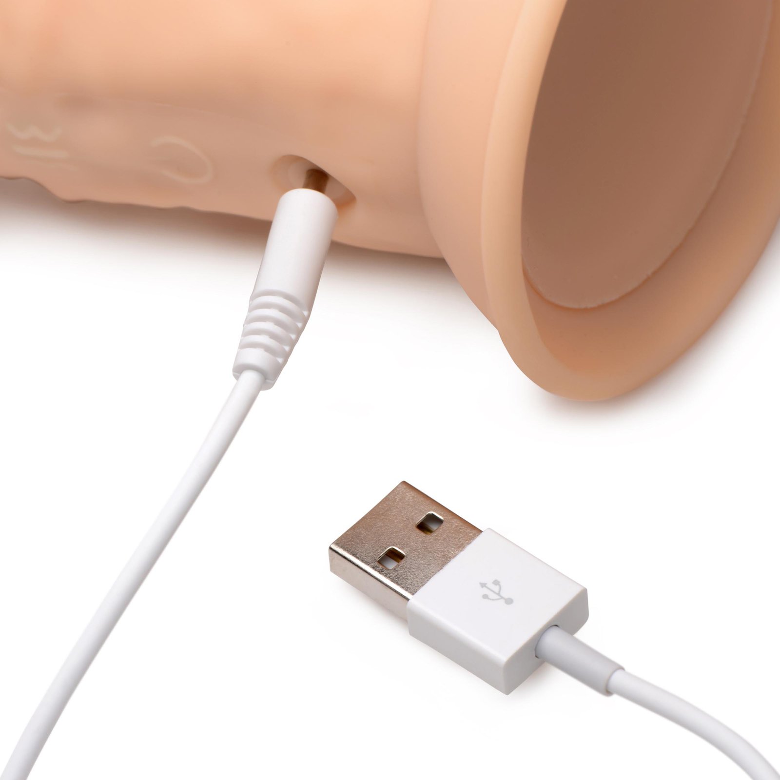 8 Inch Silexpan Hypoallergenic Silicone Vibrating Dildo - Light - Image 5