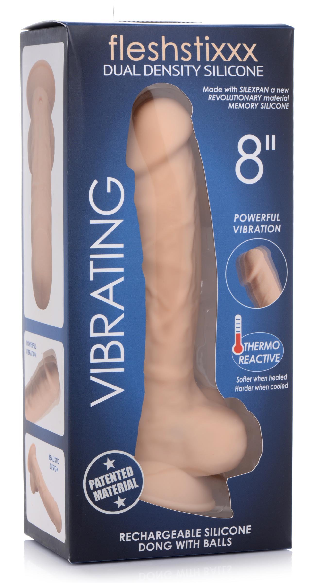 8 Inch Silexpan Hypoallergenic Silicone Vibrating Dildo - Light - Image 6